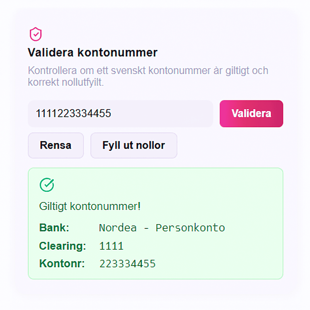 Skärmdump av valideringsverktyget
